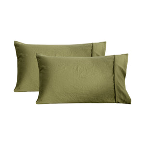 Superfine Washed Microfibre Standard Pillowcase Twin Pack Olive