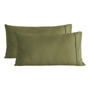 Superfine Washed Microfibre King Pillowcase Twin Pack Olive