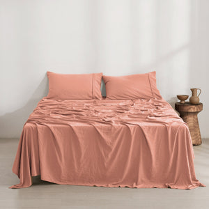 Superfine Washed Microfibre Sheet Set Pink Clay
