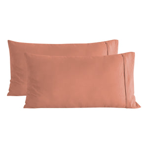 Superfine Washed Microfibre King Pillowcase Twin Pack Pink Clay