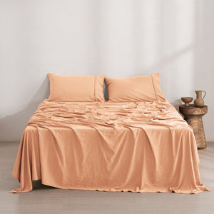 Superfine Washed Microfibre Sheet Set Peach