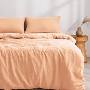 Superfine Washed Microfibre Quilt Cover Set Peach