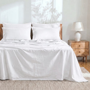 Linen Cotton Sheet Set White