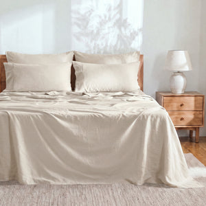 Linen Cotton Sheet Set Oatmeal