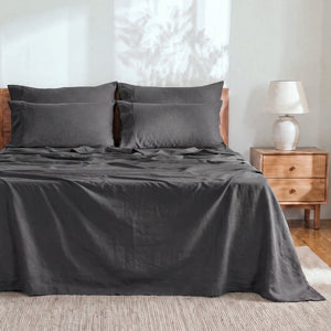 Linen Cotton Sheet Set Charcoal