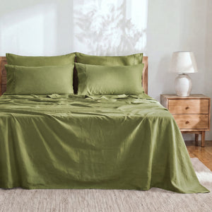 Linen Cotton Sheet Set Olive