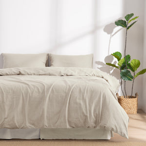 Linen Cotton Quilt Cover Set Oatmeal