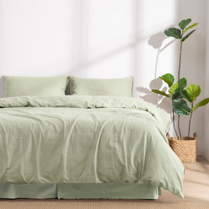 Linen Cotton Quilt Cover Set Sage
