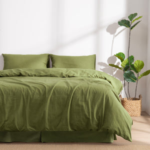 Linen Cotton Quilt Cover Set Olive