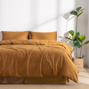 Linen Cotton Quilt Cover Set Rust