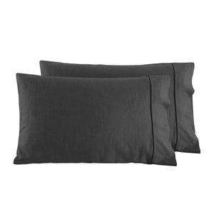 Linen Cotton Standard Pillowcase Twin Pack - Charcoal