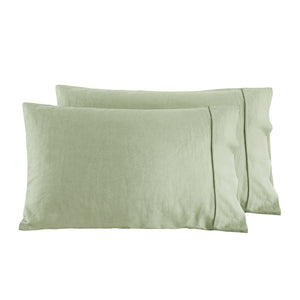 Linen Cotton Standard Pillowcase Twin Pack - Sage