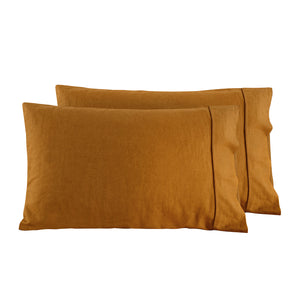 Linen Cotton Standard Pillowcase Twin Pack - Rust