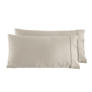 Linen Cotton King Pillowcase Twin Pack - Oatmeal