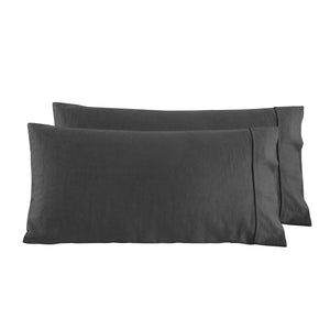 Linen Cotton King Pillowcase Twin Pack - Charcoal