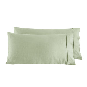 Linen Cotton King Pillowcase Twin Pack - Sage