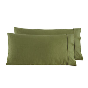 Linen Cotton King Pillowcase Twin Pack - Olive