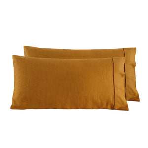 Linen Cotton King Pillowcase Twin Pack - Rust
