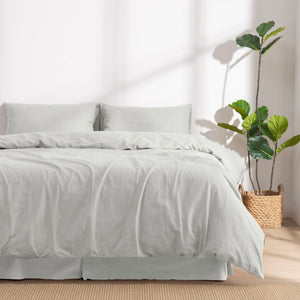Linen Cotton Quilt Cover Set Dove Grey