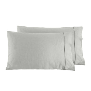 Linen Cotton Standard Pillowcase Twin Pack Dove Grey