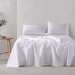 300TC Cotton Percale Sheet Set White