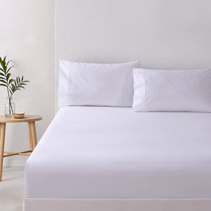 300TC Cotton Percale Combo Fitted Sheet Set White