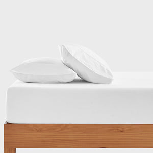 300TC Cotton Percale Combo Fitted Sheet Set White