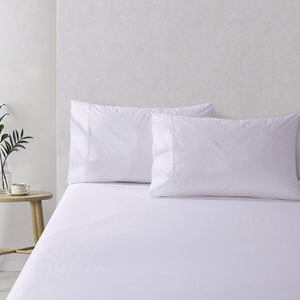300TC Cotton Percale Standard Pillowcase White Twin Pack