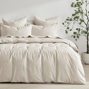 300TC Cotton Percale Quilt Cover Set Oat