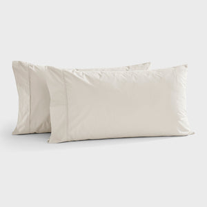 300TC Cotton Percale King Pillowcase Oat Twin Pack