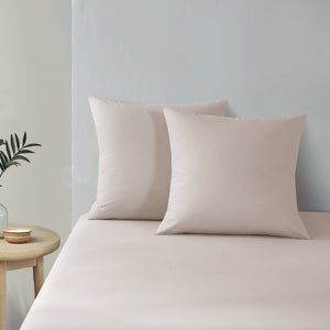 300TC Cotton Percale Euro Pillowcase Oat Twin Pack