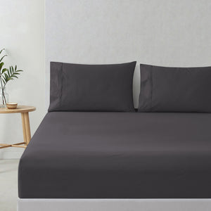 300TC Cotton Percale Combo Fitted Sheet Set Charcoal