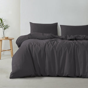 300TC Cotton Percale Quilt Cover Set Charcoal