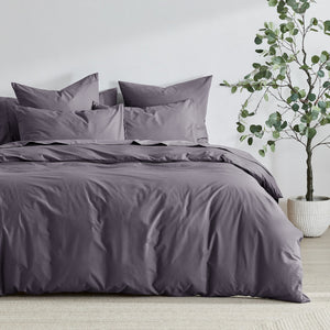 300TC Cotton Percale Quilt Cover Set Charcoal
