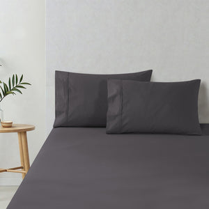 300TC Cotton Percale Standard Pillowcase Charcoal Twin Pack
