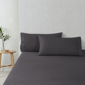 300TC Cotton Percale King Pillowcase Charcoal Twin Pack