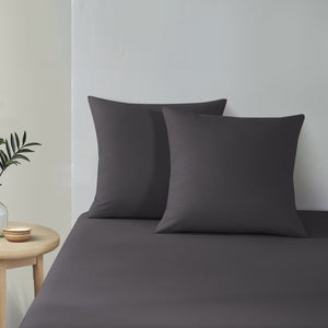 300TC Cotton Percale Euro Pillowcase Charcoal Twin Pack