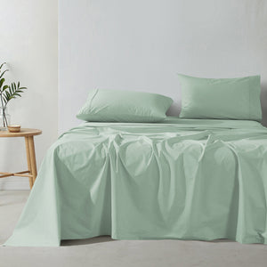 300TC Cotton Percale Sheet Set Sage