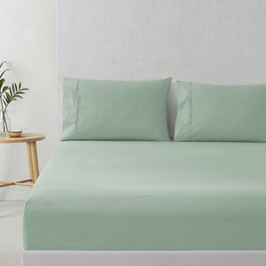 300TC Cotton Percale Combo Fitted Sheet Set Sage