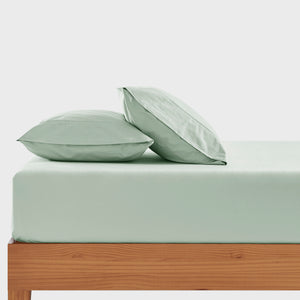 300TC Cotton Percale Combo Fitted Sheet Set Sage