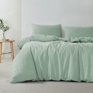 300TC Cotton Percale Quilt Cover Set Sage