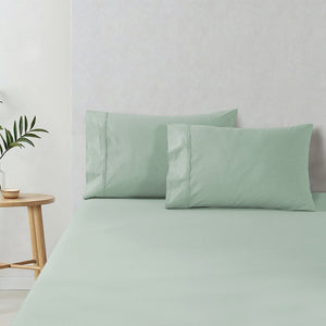 300TC Cotton Percale Standard Pillowcase Sage Twin Pack