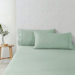 300TC Cotton Percale King Pillowcase Sage Twin Pack