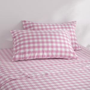 Lola Washed Cotton Yarn Dyed Gingham Standard Pillowcase Pearl Pink