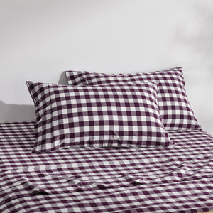 Lola Washed Cotton Yarn Dyed Gingham Standard Pillowcase Plum Twin Pack