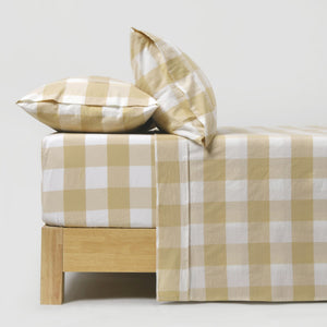 Remy Washed Cotton Yarn Dyed Check Sheet Set Sand