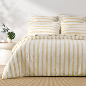 Cove Washed Cotton Yarn Dyed Wide Stripe Quilt Cover Set Sand