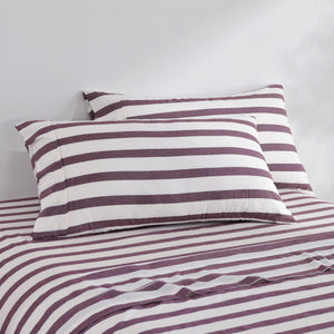 Cove Washed Cotton Yarn Dyed Wide Stripe King Pillowcase Plum Twin Pack