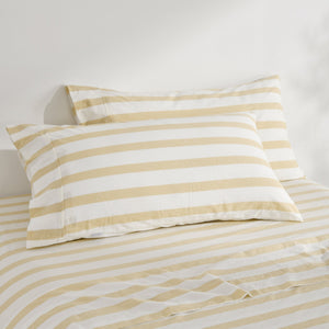 Cove Washed Cotton Yarn Dyed Wide Stripe King Pillowcase Sand Twin Pack