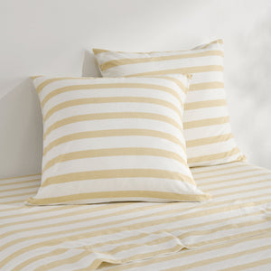 Cove Washed Cotton Yarn Dyed Wide Stripe Euro Pillowcase Sand Twin Pack